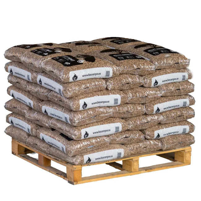 Maderas Lena – Pellets de Pino piñonero DIN ENplus A1 – Palet 42 Sacos x 15 kg (630 kg)