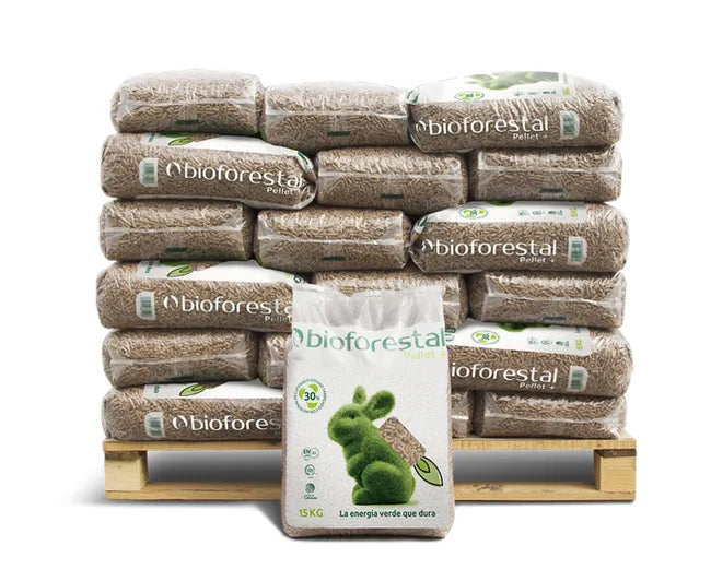 BIOFORESTAL – Pellets de Madera ENplus A1 + PEFC – Palet 42 Sacos x 15 kg (630 kg)