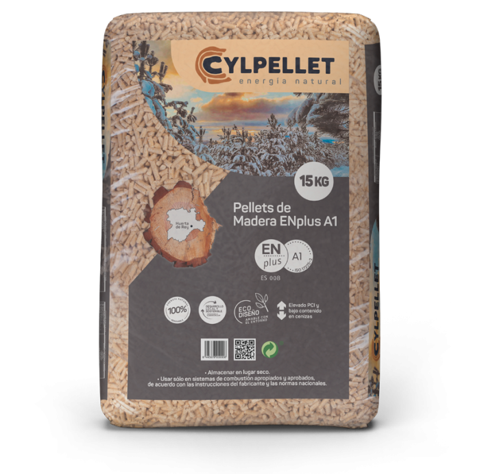 CylPellet – Pellets de Madera DIN Plus – Palet 100 Sacos x 15 kg (1500 kg)